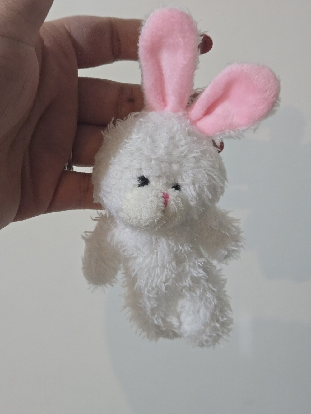 🍒🍒 (Bundle Only) Fluffy White and Pink Bunny Plush Charm